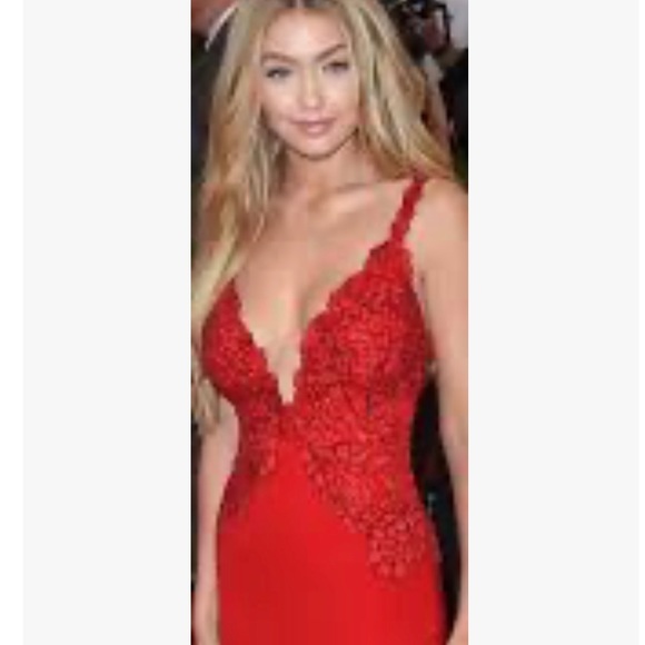 RED DRESS Prom Evening CUSTOM MADE Diane von Furstenberg, as seen on Gigi Hadid - Picture 8 of 15